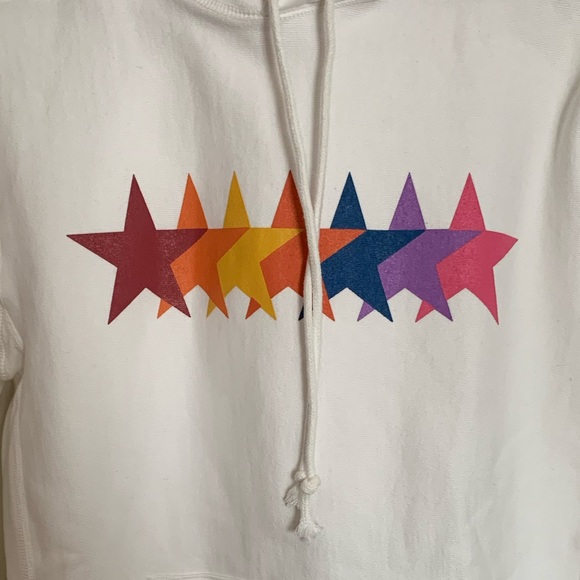 White Hoodie with Colourful Stars Detailing - Picture 2 of 3